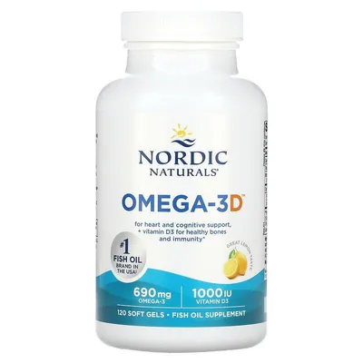 Омега-3D Nordic Naturals Omega-3D 690 мг/1000 МЕ, 120 капсул