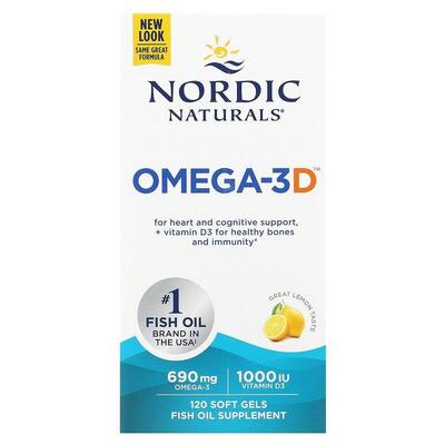 Омега-3D Nordic Naturals Omega-3D 690 мг/1000 МЕ, 120 капсул