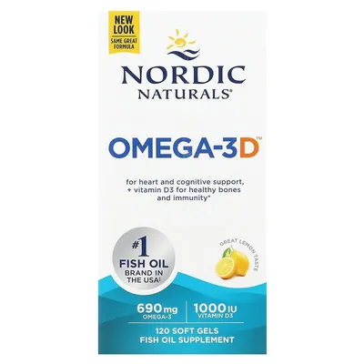 Омега-3D Nordic Naturals Omega-3D 690 мг/1000 МЕ, 120 капсул