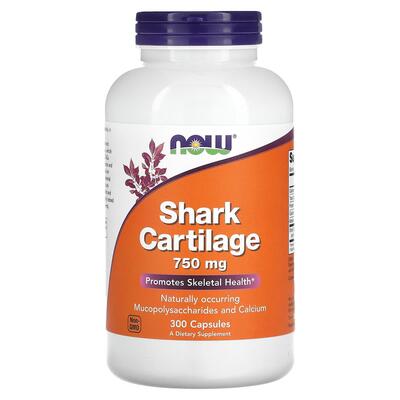 Акулий хрящ NOW Shark Cartilage 750 мг, 300 капсул