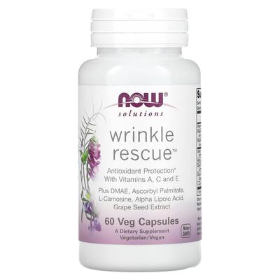 Антиоксиданты против морщин Now Foods Solutions Wrinkle Rescue, 60 вегетарианских капсул