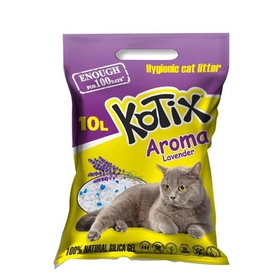 Наполнитель для кошачьего туалета Kotix Aroma Lavender силикагелевый впитывающий с ароматом лаванды, 10 л (4,5 кг)