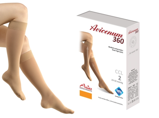 Гольфы компрессионные Avicenum 360 класс компрессии 2, закрытый носок, удлиненные, цвет бежевый, размер M