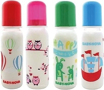 Бутылочка Baby-Nova 47006 Декор New пластиковая с декором и силиконовой соской, 250 мл