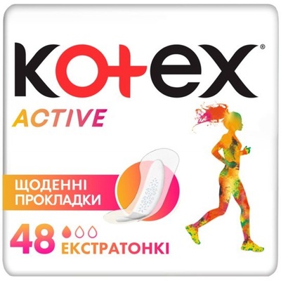 Ежедневные гигиенические прокладки Kotex Active экстратонкие, 48 шт