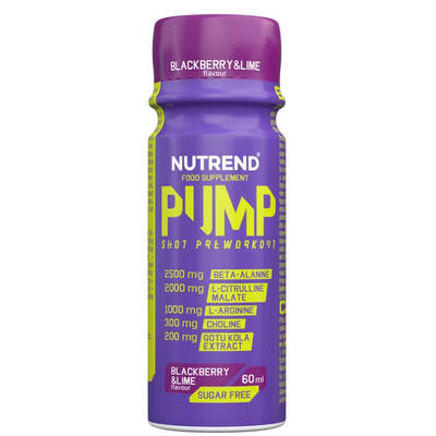 Предтренировочный комплекс Nutrend Pump Shot Preworkout Stim Free Blackberry & Lime, 60 мл