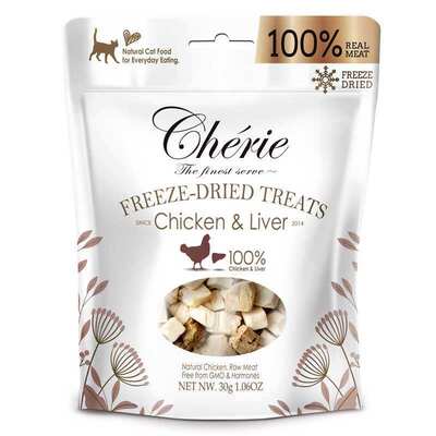 Лакомство Cherie Freeze Dired Treats for Cat кубики из мяса и печени курицы для кошек, 30 г
