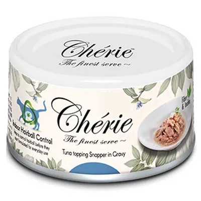Корм вологий Cherie Indoor Hairball Control для котів з тунцем та луціаном в соусі для запобігання утворення шерстяних грудочок, 80 г