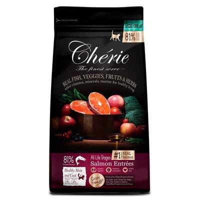 Корм сухой Cherie Healthy Skin and Coat Salmon Entrees беззерновой с лососем для поддержания здоровья кожи и шерсти кошек, 400 г