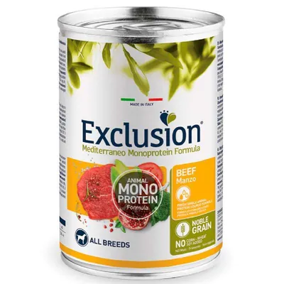 Корм вологий Exclusion Adult Beef All Breeds Консервований монопротеїновий з яловичиною для дорослих собак усіх порід, 400 г