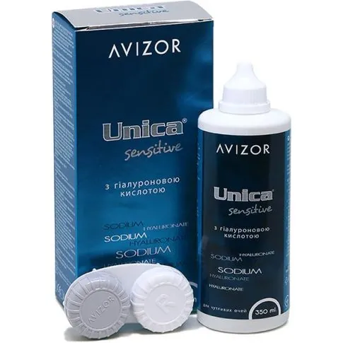 Розчин Avizor Unica Sensitive для контактних лінз з гіалуроновою кислотою по 350 мл у флак. пласт.