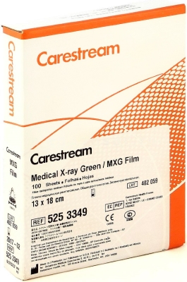 Рентгенпленка Carestream Medical X-ray Green/MXG зеленочувствительная 13 см х 18 см №1