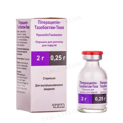 Піперацилін-тазобактам-Тева порошок для р-ну д/інф. по 2 г/0.25 г №1 у флак.
