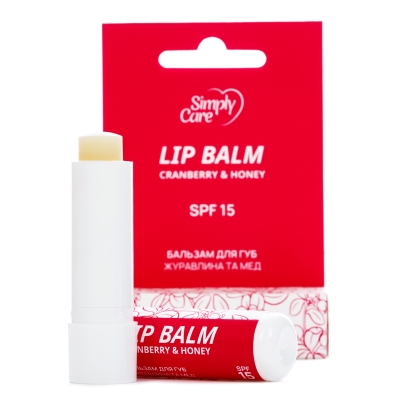 Бальзам для губ Simply Care клюква и мед, 5 г