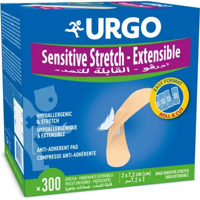 Пластир медичний Urgo Sensitive Stretch Extensible Еластичний на тканинній основі 2 x 7,2 см, 300 штук
