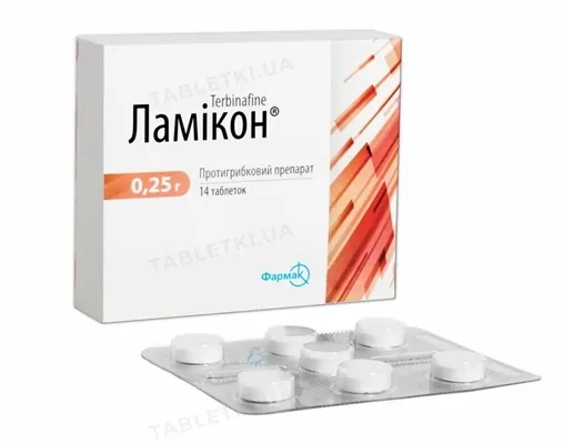 Ламікон таблетки по 0.25 г №14 (7х2)
