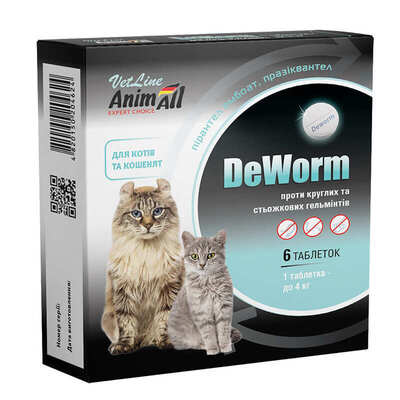 Деворм AnimAll VetLine DeWorm антигельминтный для кошек и котят, 6 таблеток