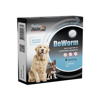 Деворм AnimAll VetLine DeWorm антигельмінтний для собак і цуценят, 6 таблеток