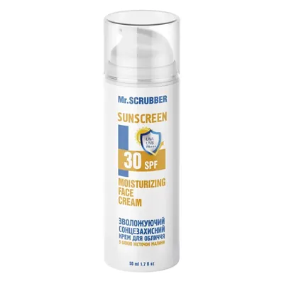 Крем для обличчя MR.Scrubber Moisturizing Face Cream SPF 30 зволожувальний сонцезахисний з олією кісточок малини, 50 мл