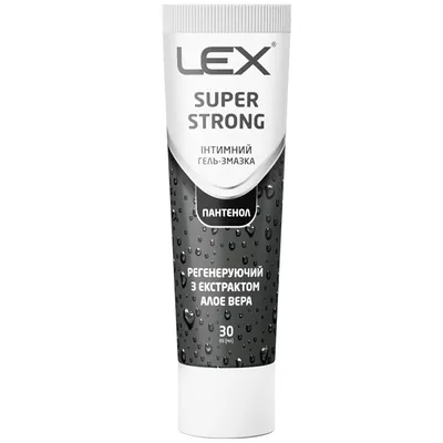 Гель-змазка інтимна Lex Super Strong регенеруючий з екстрактом алое вера та пантенолом, 30 мл