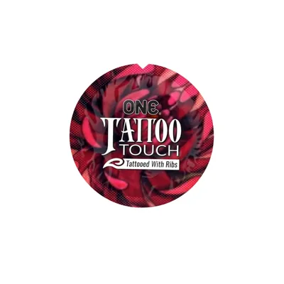 Презерватив ONE Tattoo Touch з текстурним малюнком фіолетовий, 1 штука
