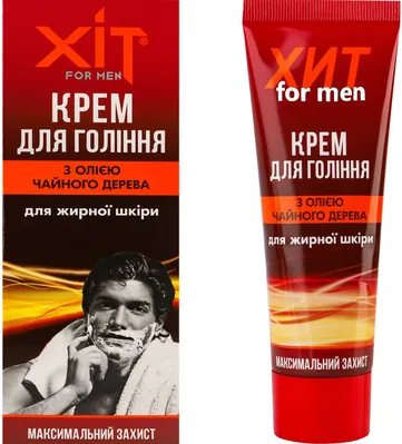 Крем для гоління Хіт for men максимальний захист з олією чайного дерева, 70 г