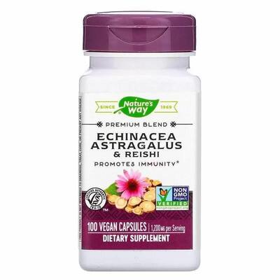 Эхинацея, астрагал и рейши Nature's Way Echinacea Astragalus & Reishi, 100 вегетарианских капсул