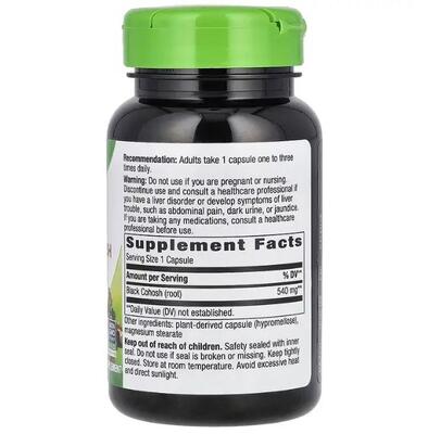 Клопогона корень (Цимицифуга) Nature's Way Black Cohosh Root 540 мг, 100 вегетарианских капсул