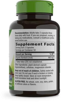 Лопуха корень Nature's Way Burdock Root, 100 вегетарианских капсул