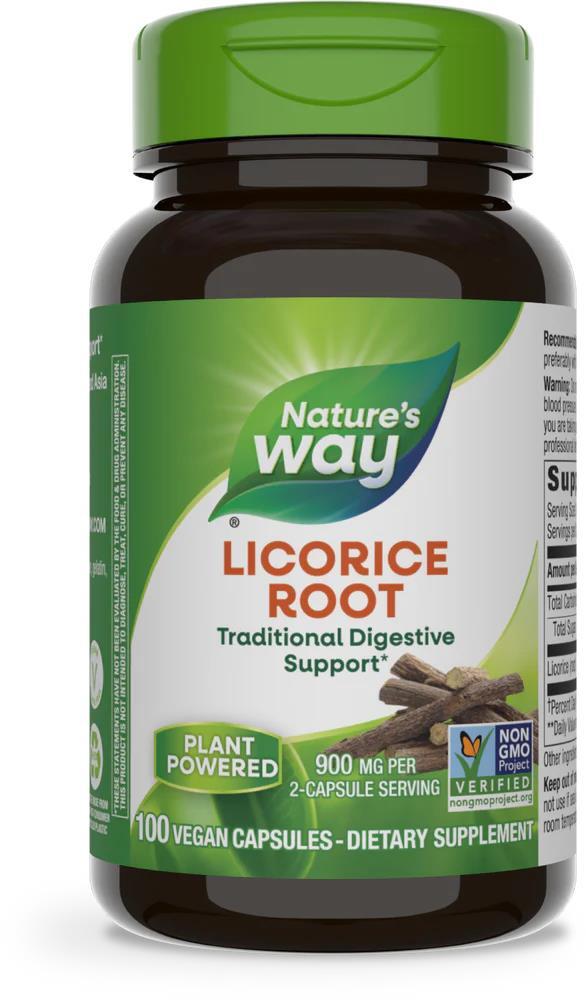Солодки корень Nature's Way Licorice Root, 100 веганских капсул
