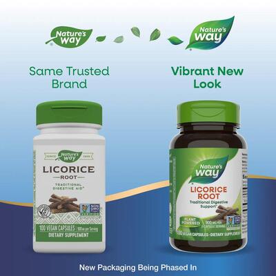 Солодки корень Nature's Way Licorice Root, 100 веганских капсул