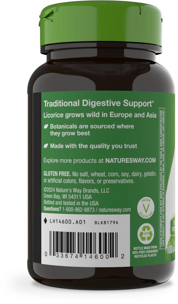 Солодки корень Nature's Way Licorice Root, 100 веганских капсул
