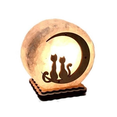 Лампа соляная SaltLamp Шар Коты на Луне, 3-4 кг