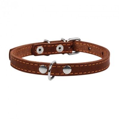 Ошейник Collar 00166 одинарный, ширина 12 мм, длина 24-32 см, коричневый