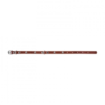 Ошейник Collar 00236 одинарный с украшениями, ширина 12 мм, длина 24-32 см, коричневый