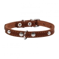 Ошейник Collar 00236 одинарный с украшениями, ширина 12 мм, длина 24-32 см, коричневый