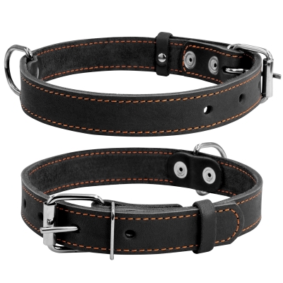 Ошейник Collar 02191 одинарный черный, 25 мм*38-50 см