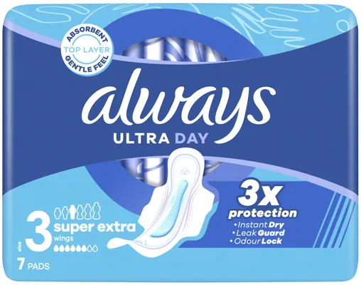 Прокладки гігієнічні Always Ultra Day Super Extra, 6 крапель, 3 розмір, 7 шт