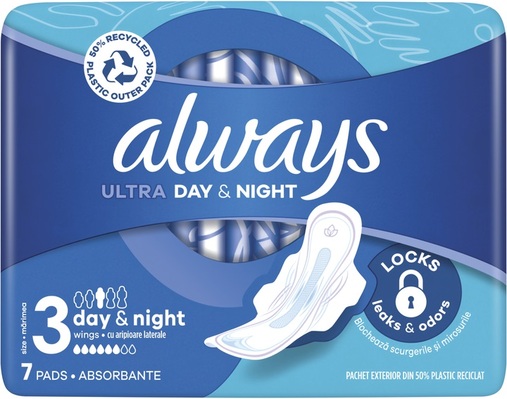 Прокладки гигиенические Always Ultra Day&Night, 6 капель, 3 размер, 7 шт