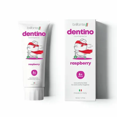 Зубна паста-гель Brillante Dentino Junior Raspberry з 6 років, 50 мл