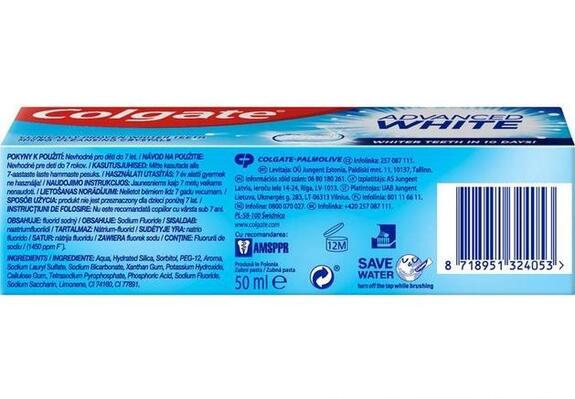 Зубна паста Colgate Advanced White Комплексне відбілювання, 50 мл