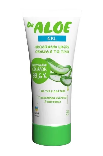 Гель для обличчя та тіла Dr.Aloe з натуральним соком Алое 99,6% зволожуючий, 200 мл