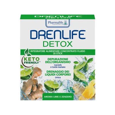 Дренлайф Детокс Pharmalife Research Drenlife Detox зі смаком лайма та імбиру, 30 стіків по 10 мл
