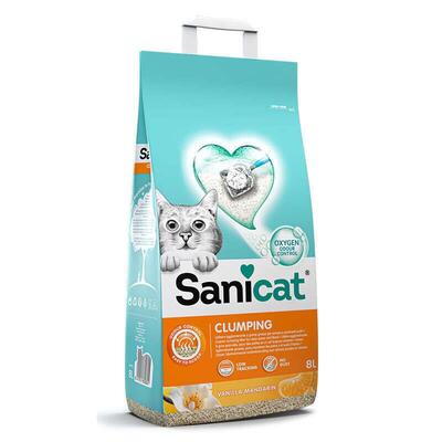 Наповнювач для котячого туалету Sanicat Clumping бентонітовий, з ароматом ванілі і мандарина, 6,9 кг (8 л)