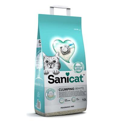 Наповнювач для котячого туалету Sanicat Clumping White бентонітовий, без аромату, білий, 8 кг (10 л)