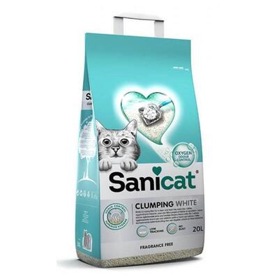 Наполнитель для кошачьего туалета Sanicat Clumping White бентонитовый, без аромата, белый, 16 кг (20 л)