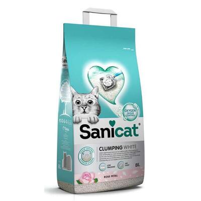 Наполнитель для кошачьего туалета Sanicat Clumping White бентонитовый, с ароматом лепестков розы, белый, 6 кг (8 л)