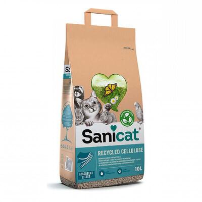 Наполнитель Sanicat Recycled Cellulose целлюлозный, для кошачьего туалета, клеток грызунов и птиц, 3 кг (10 л)