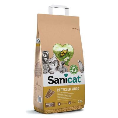 Наполнитель Sanicat Recycled Wood древесный, для кошачьего туалета, клеток грызунов и птиц, 10 кг (20 л)