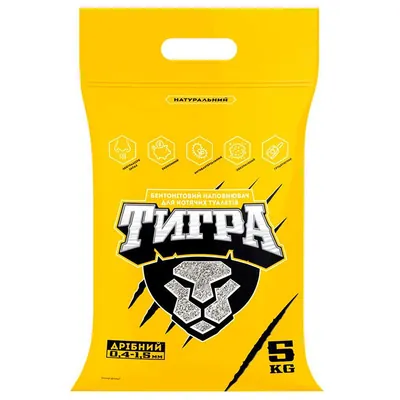 Наповнювач для туалету Collar Тигра бентонітовий натуральний дрібний, 5 кг